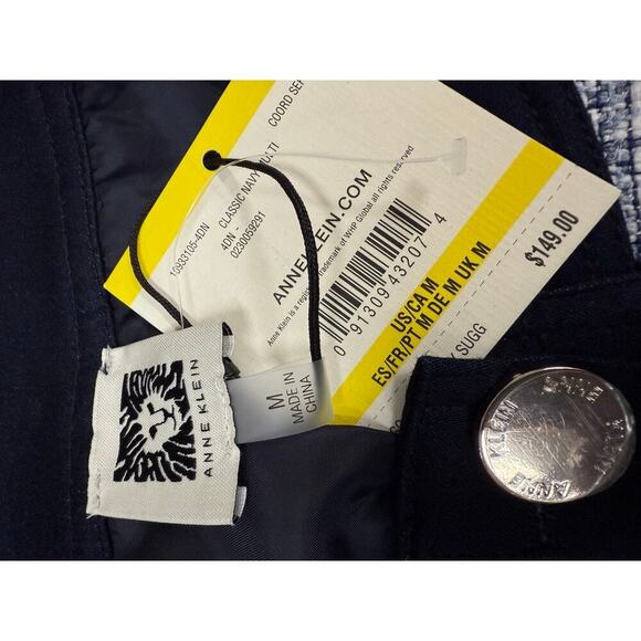 Anne Klein NWT M Navy Tweed Cardigan Jacket Blazer - Picture 2 of 5